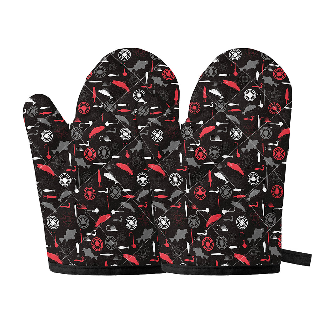 Fishing Theme Pattern Print Oven Mitts
