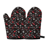 Fishing Theme Pattern Print Oven Mitts