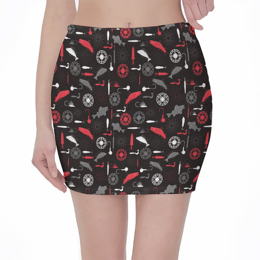 Fishing Theme Pattern Print Pencil Mini Skirt