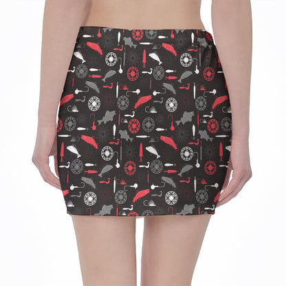 Fishing Theme Pattern Print Pencil Mini Skirt