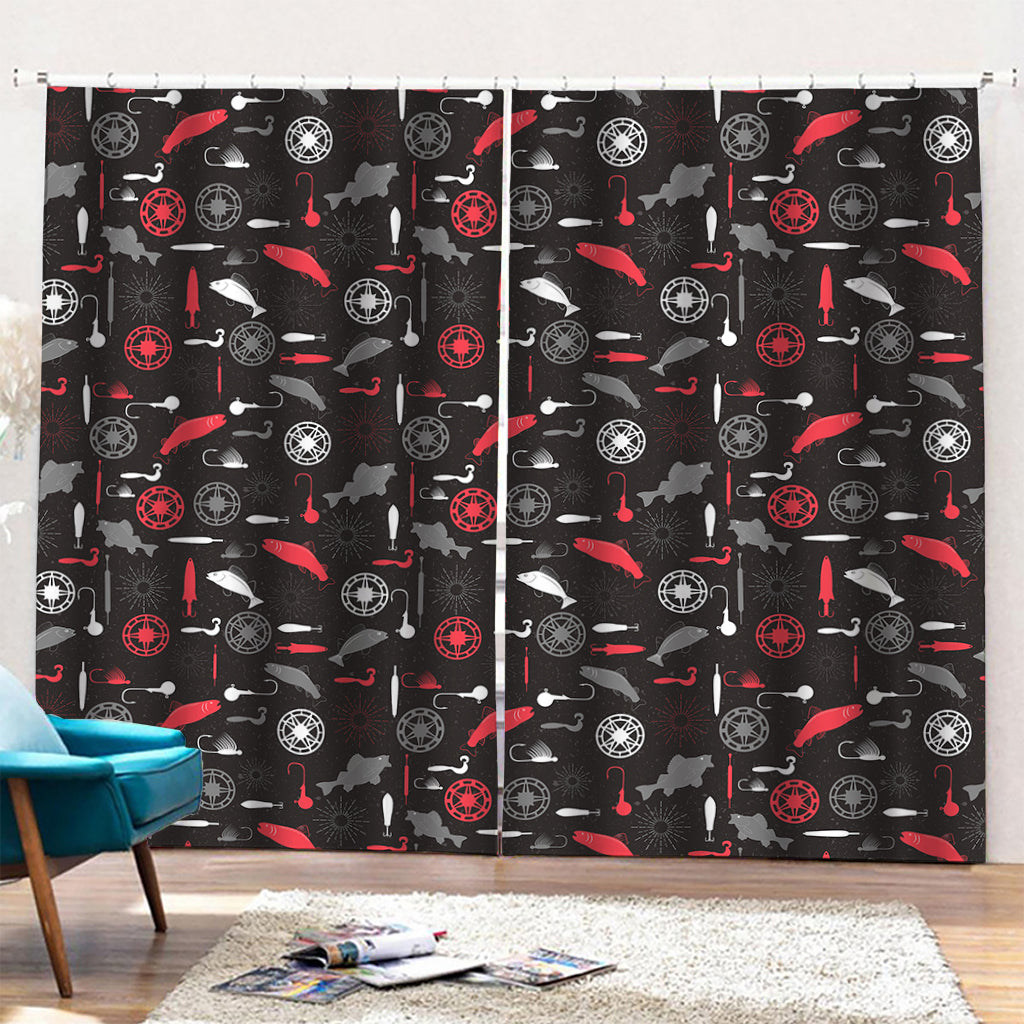 Fishing Theme Pattern Print Pencil Pleat Curtains