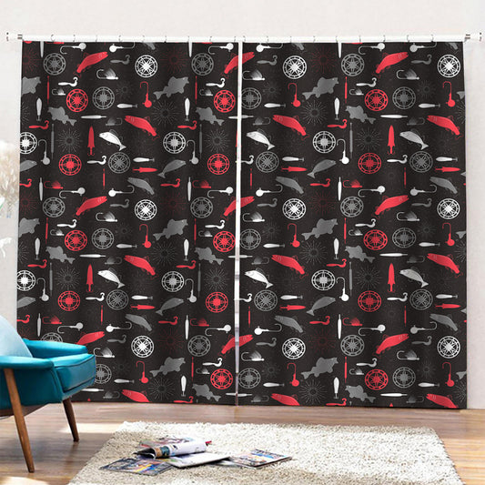 Fishing Theme Pattern Print Pencil Pleat Curtains