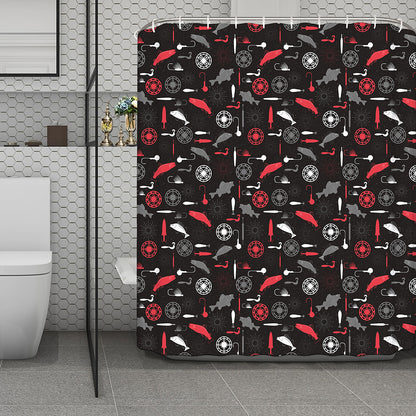 Fishing Theme Pattern Print Polyester Shower Curtain