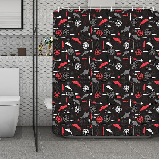 Fishing Theme Pattern Print Polyester Shower Curtain