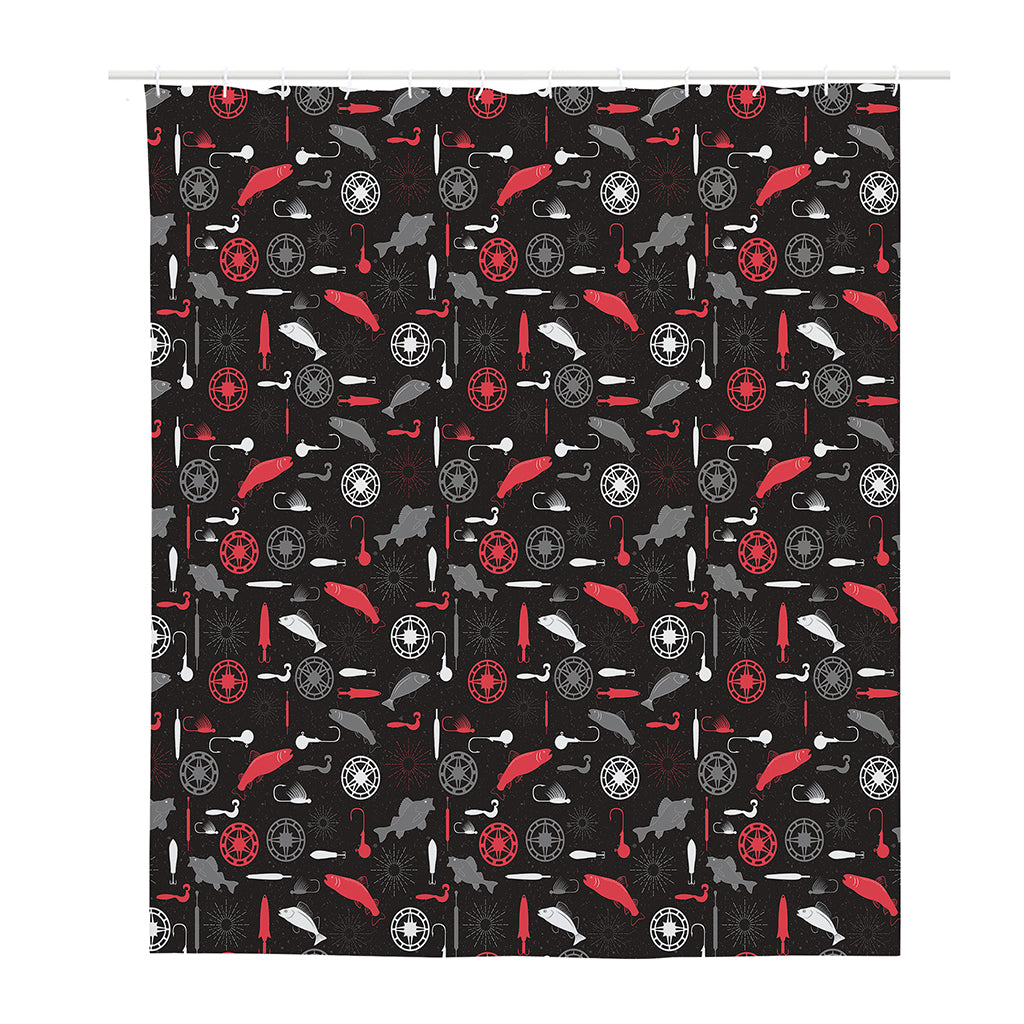 Fishing Theme Pattern Print Polyester Shower Curtain