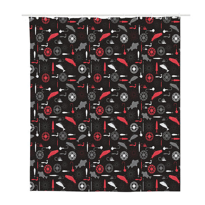 Fishing Theme Pattern Print Polyester Shower Curtain