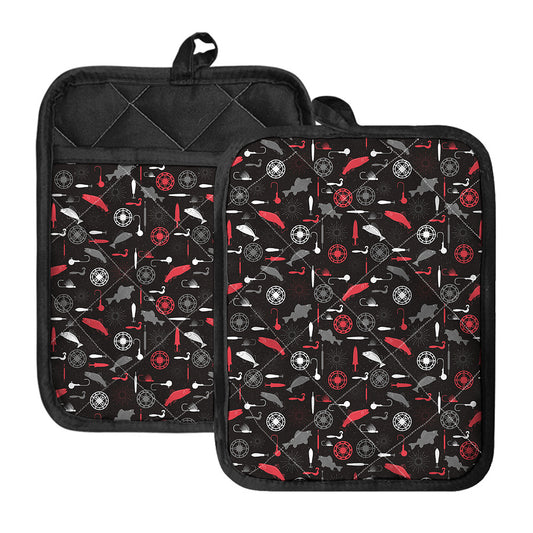 Fishing Theme Pattern Print Pot Holders With Pocket