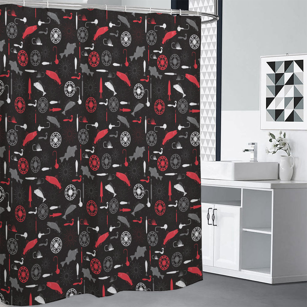 Fishing Theme Pattern Print Premium Shower Curtain