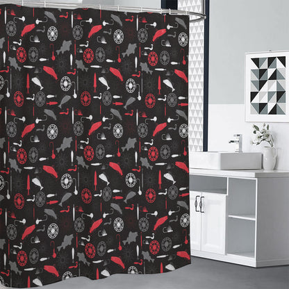 Fishing Theme Pattern Print Premium Shower Curtain