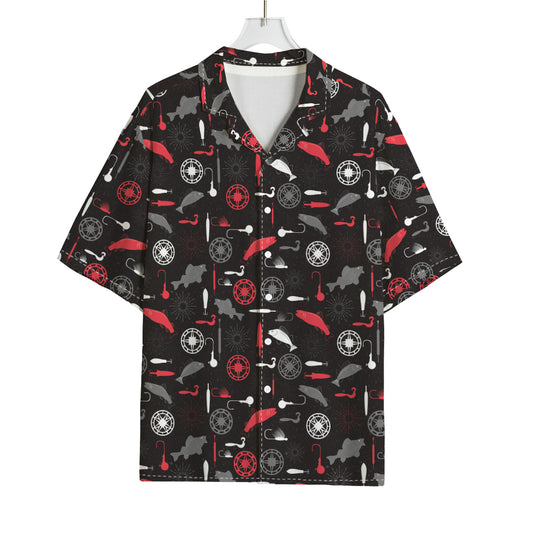 Fishing Theme Pattern Print Rayon Hawaiian Shirt