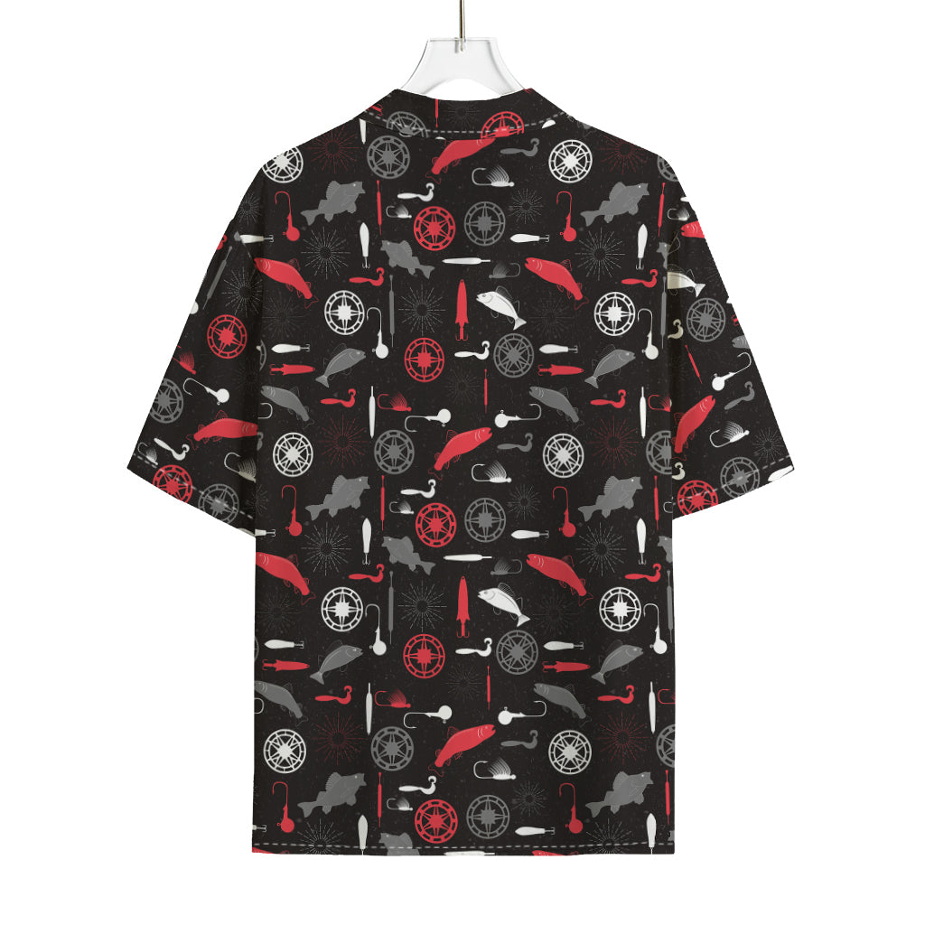 Fishing Theme Pattern Print Rayon Hawaiian Shirt