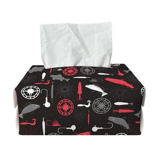 Fishing Theme Pattern Print Rectangle Tissue Box Cover
