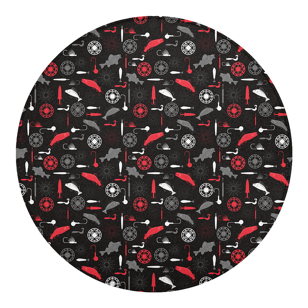Fishing Theme Pattern Print Round Blanket