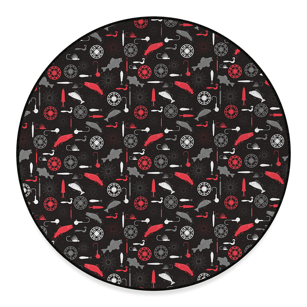 Fishing Theme Pattern Print Round Floor Mat