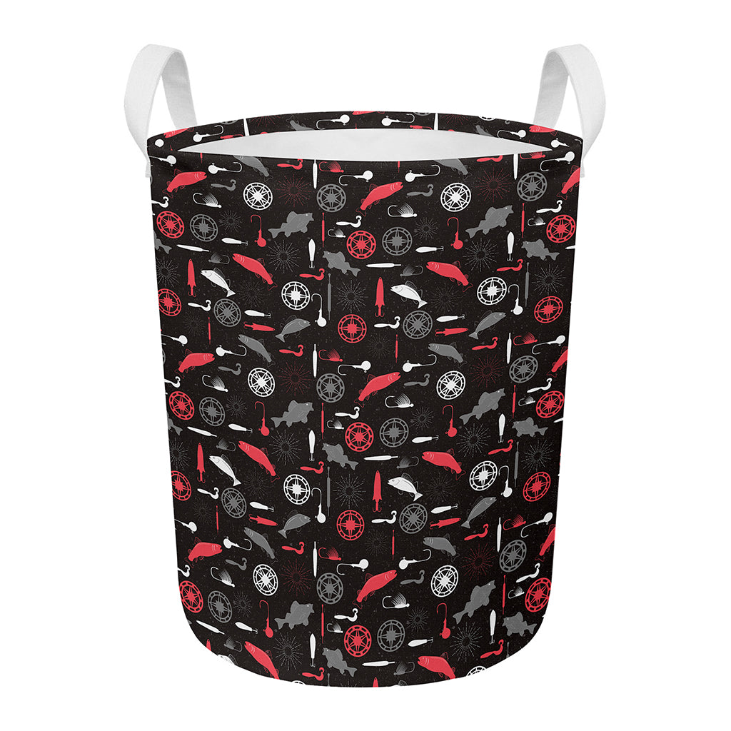 Fishing Theme Pattern Print Round Laundry Basket