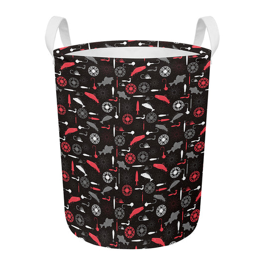 Fishing Theme Pattern Print Round Laundry Basket