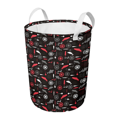 Fishing Theme Pattern Print Round Laundry Basket