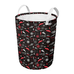 Fishing Theme Pattern Print Round Laundry Basket
