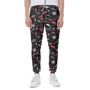 Fishing Theme Pattern Print Scuba Joggers