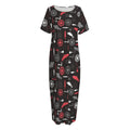 Fishing Theme Pattern Print Short Sleeve Long Nightdress