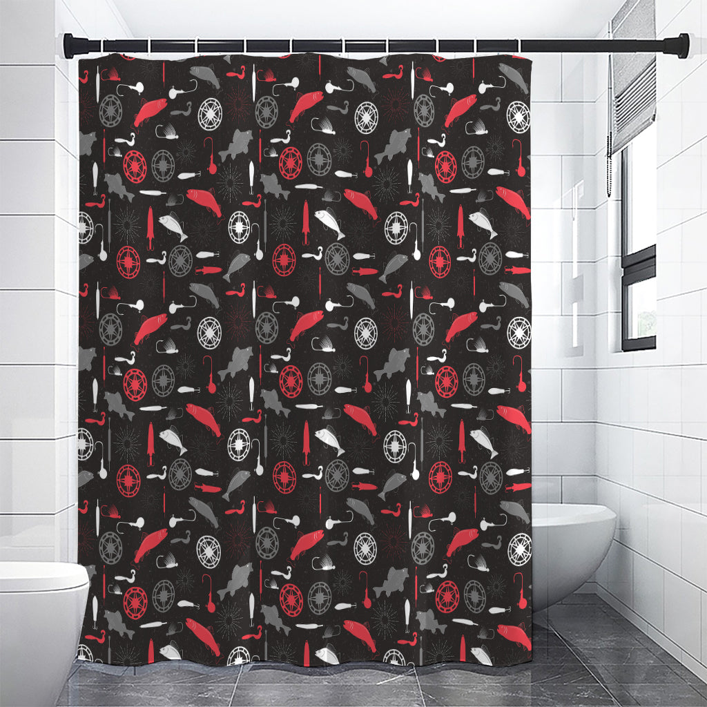 Fishing Theme Pattern Print Shower Curtain
