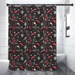 Fishing Theme Pattern Print Shower Curtain