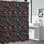 Fishing Theme Pattern Print Shower Curtain