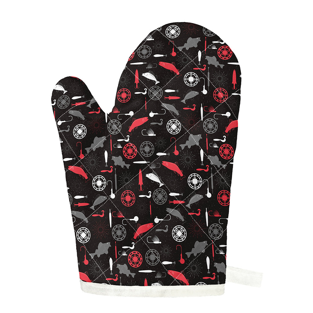 Fishing Theme Pattern Print Single Oven Mitt