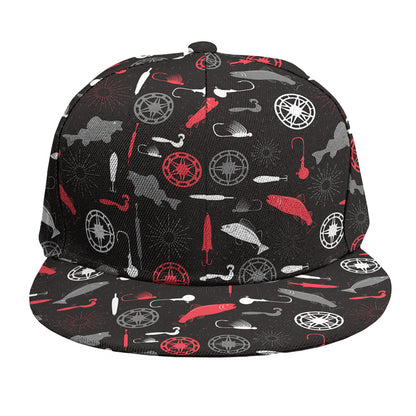 Fishing Theme Pattern Print Snapback Cap