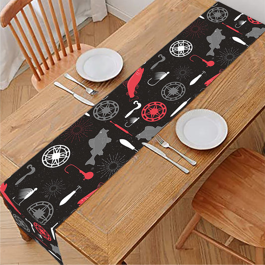 Fishing Theme Pattern Print Table Runner