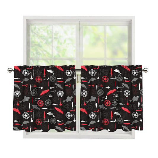 Fishing Theme Pattern Print Tier Curtains