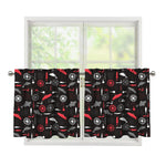 Fishing Theme Pattern Print Tier Curtains