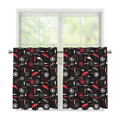 Fishing Theme Pattern Print Tier Curtains
