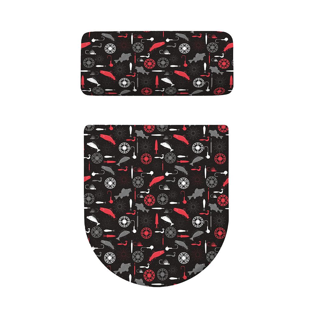 Fishing Theme Pattern Print Toilet Lid And Tank Cover Set