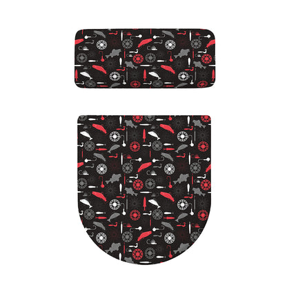 Fishing Theme Pattern Print Toilet Lid And Tank Cover Set