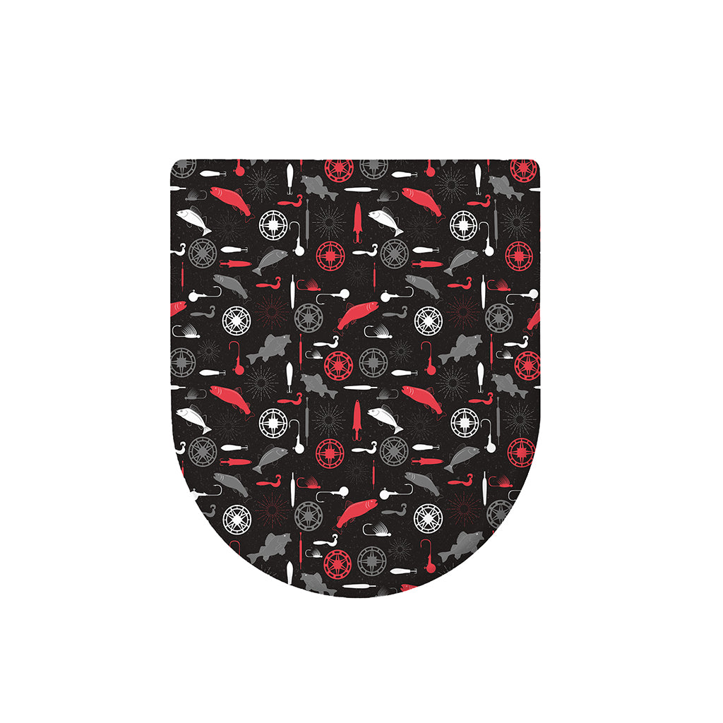 Fishing Theme Pattern Print Toilet Lid Cover