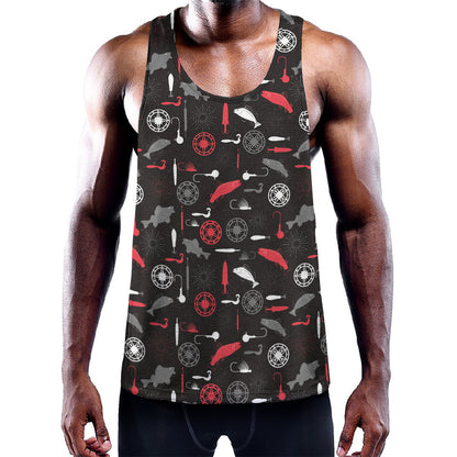 Fishing Theme Pattern Print Training Tank Top