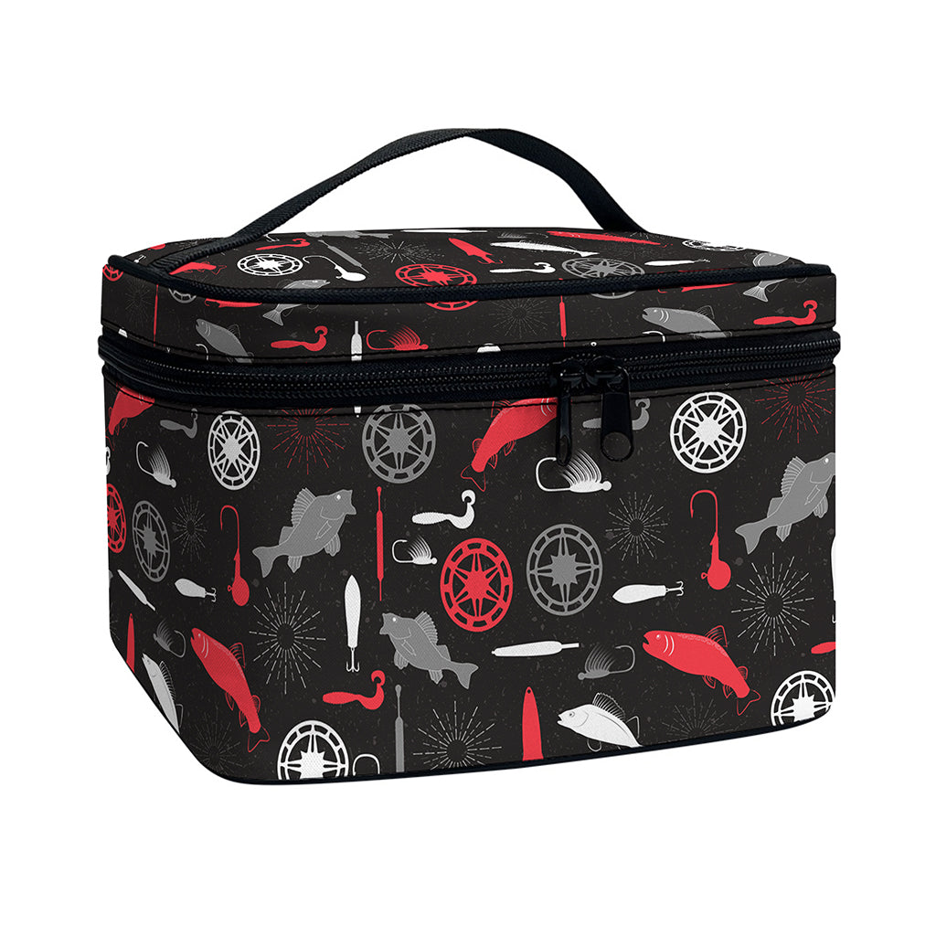 Fishing Theme Pattern Print Travel Makeup Bag