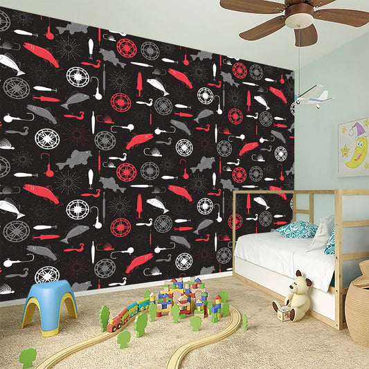 Fishing Theme Pattern Print Wall Sticker