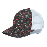 Fishing Theme Pattern Print White Mesh Trucker Cap