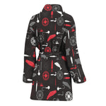 Fishing Theme Pattern Print Women's Bathrobe