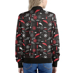 Fishing Theme Pattern Print Women's Bomber Jacket