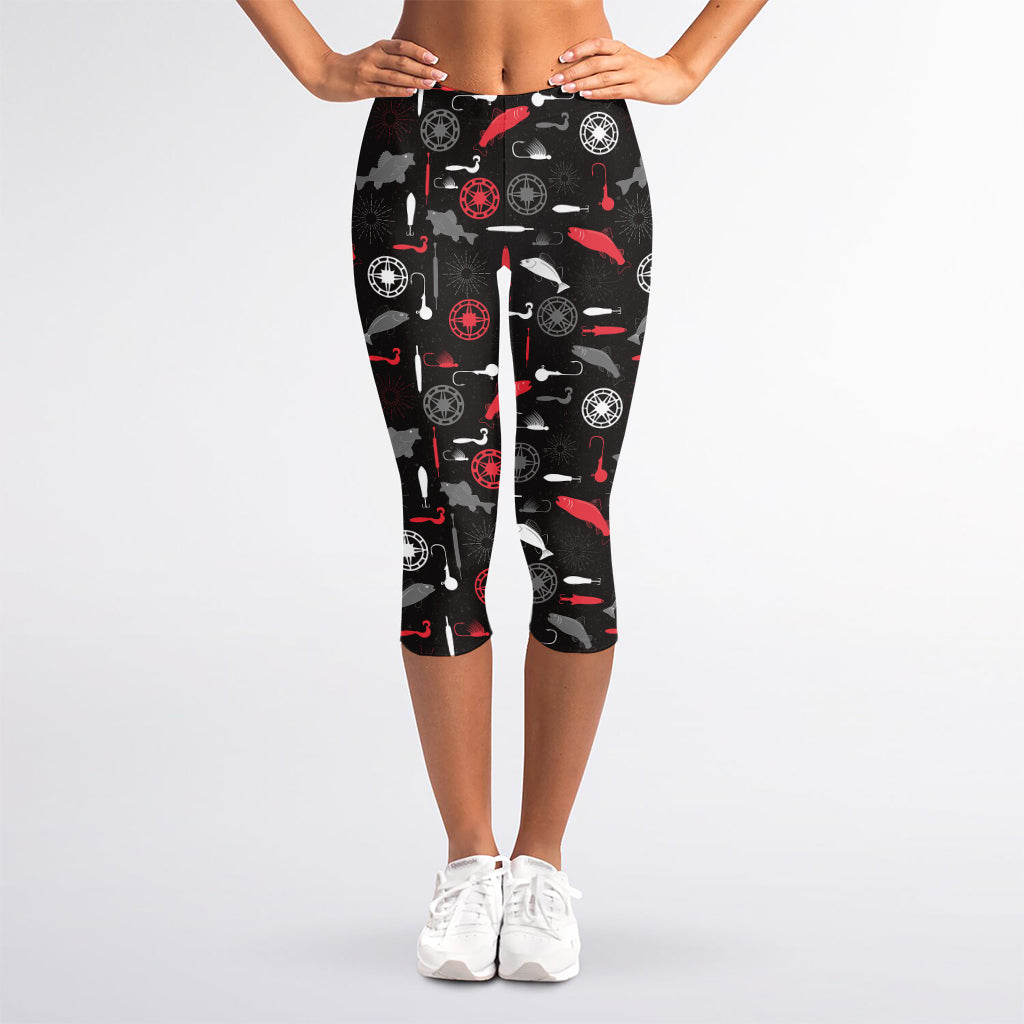 Fishing Theme Pattern Print Women's Capri Leggings