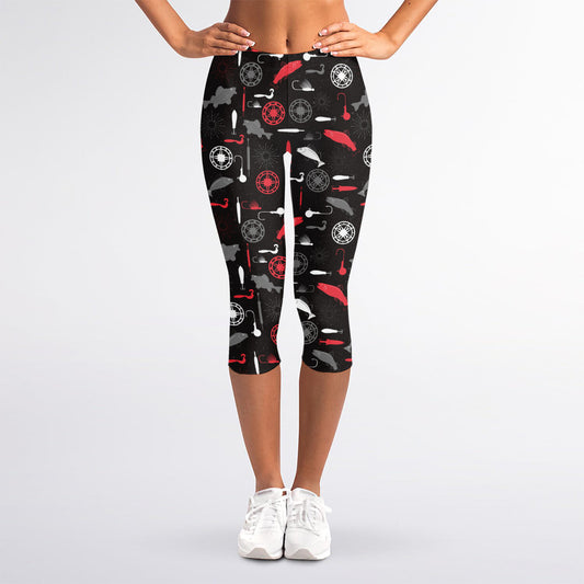 Fishing Theme Pattern Print Women's Capri Leggings