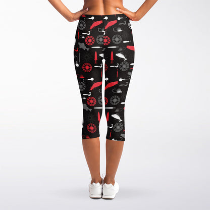 Fishing Theme Pattern Print Women's Capri Leggings