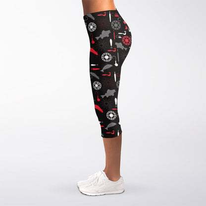 Fishing Theme Pattern Print Women's Capri Leggings