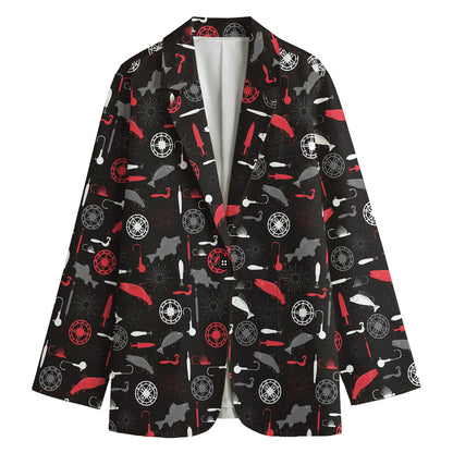 Fishing Theme Pattern Print Women's Cotton Blazer