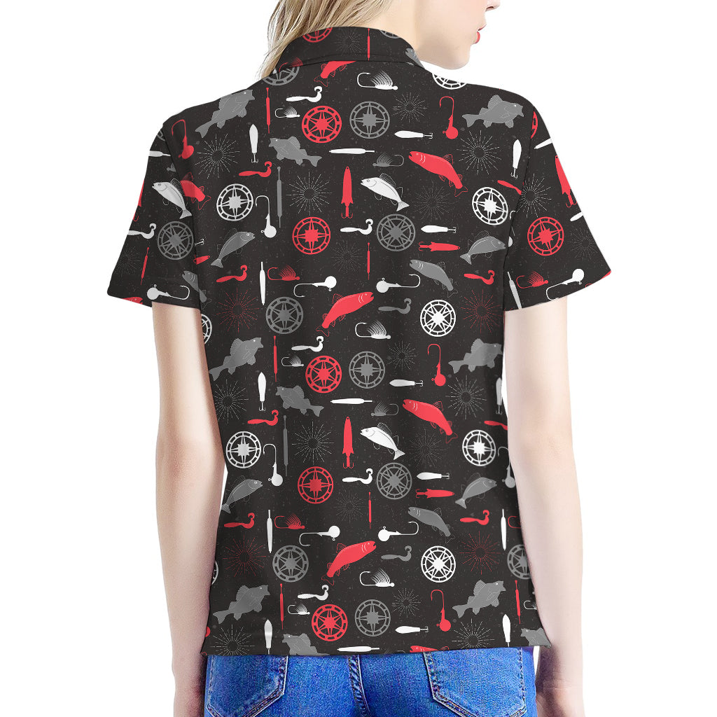 Fishing Theme Pattern Print Women's Polo Shirt