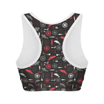 Fishing Theme Pattern Print Women's Sports Bra