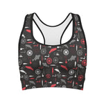 Fishing Theme Pattern Print Women's Sports Bra